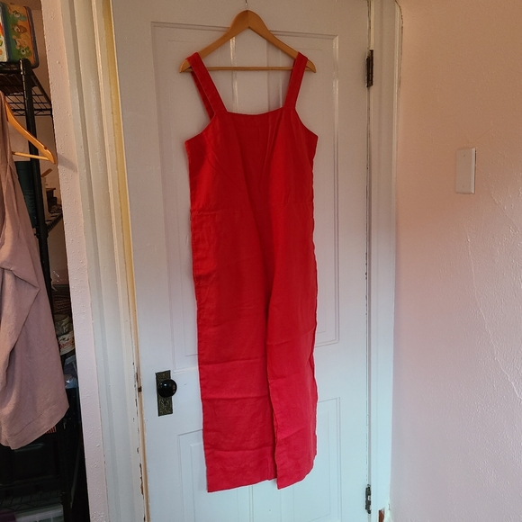 Everlane Red Linen Jumpsuit, size 10 - Picture 2 of 8